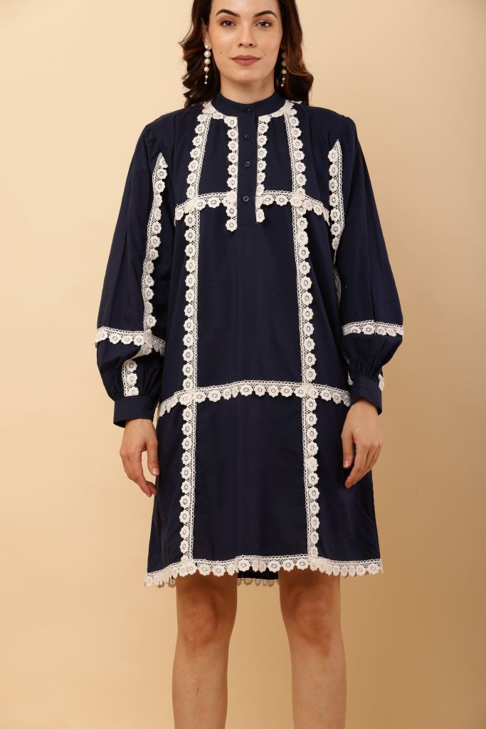 Blue White Lace Dress