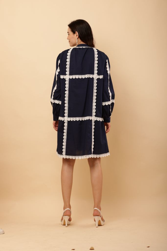 Blue White Lace Dress