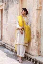 Roop Off-White Muslin Straight Kurta Set With Organza Dupatta 1