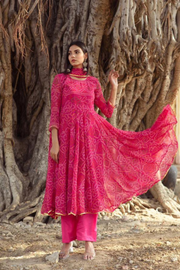Georgette Bhandhani Naaz Pink Anarkali Set With Dupatta 2