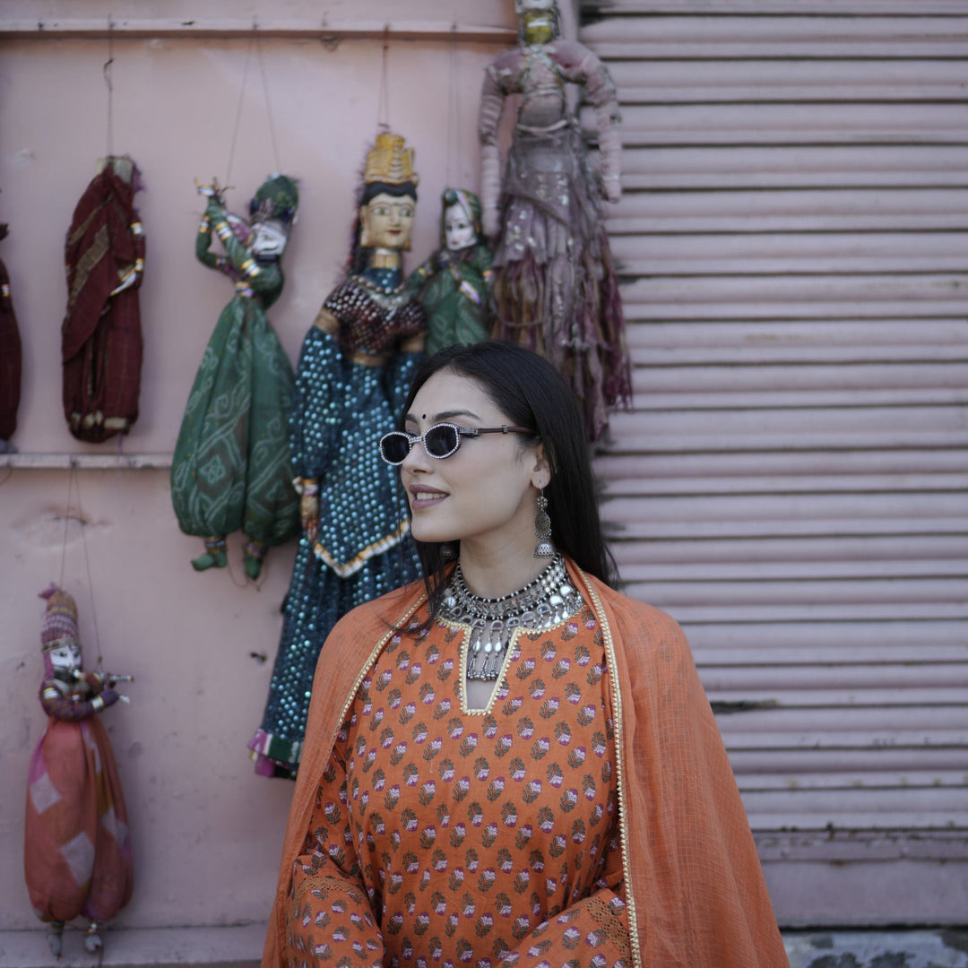 Mahim Orange Straight Set