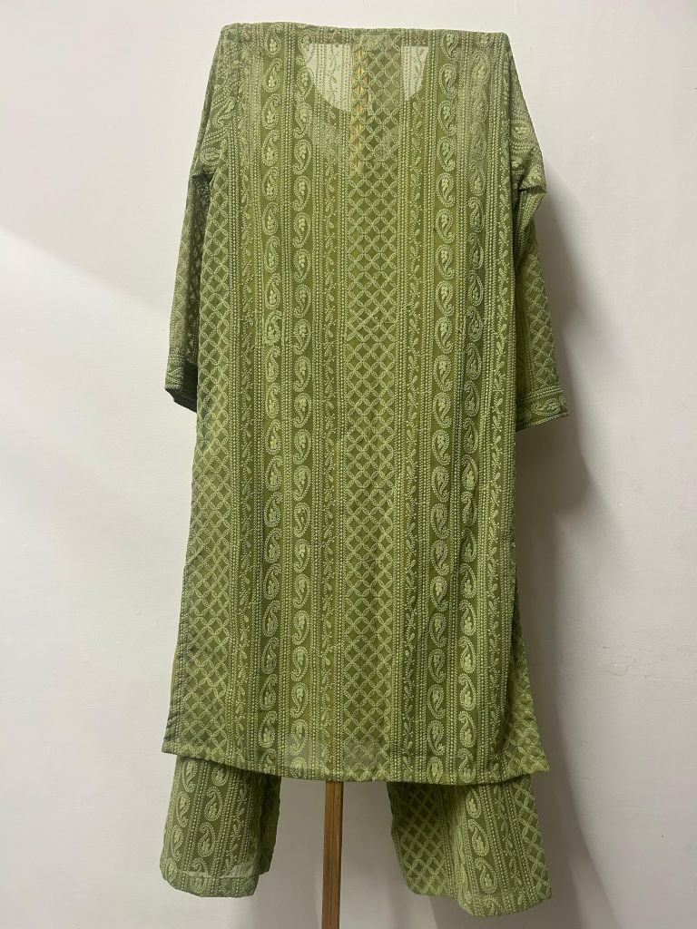 Classic Chikan Green Co-Ord Set Gulabo Jaipur