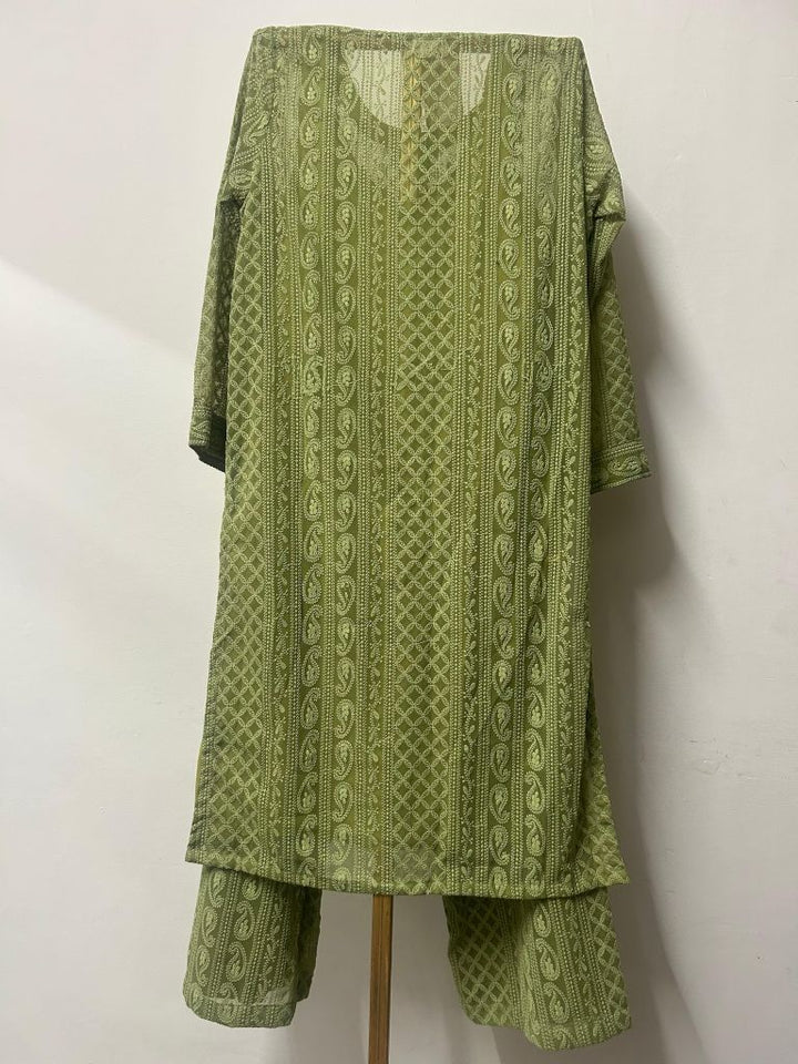Classic Chikan Green Co-Ord Set Gulabo Jaipur