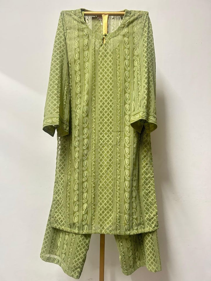 Classic Chikan Green Co-Ord Set Gulabo Jaipur