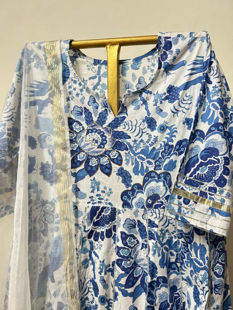 Sona Blue Anarkali Set Gulabo Jaipur