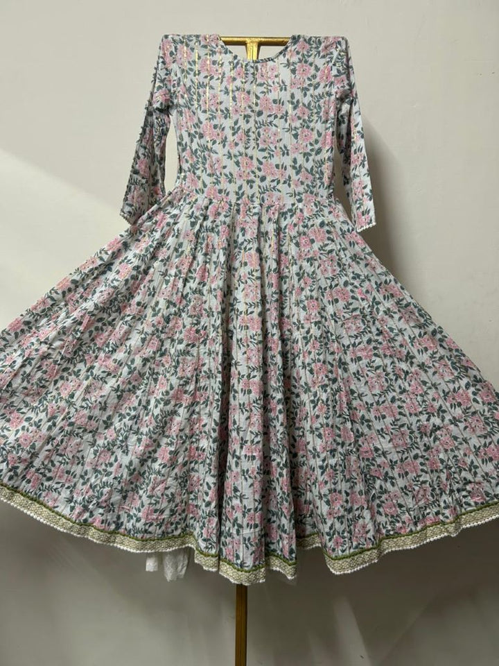 MALANG WHITE PRINTED ANARKALI SET Gulabo Jaipur