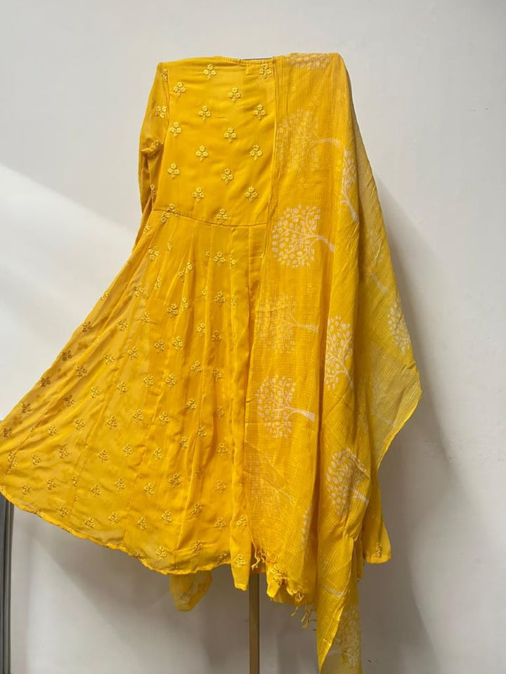 BLOOM YELLOW ANARKALI SET Gulabo Jaipur