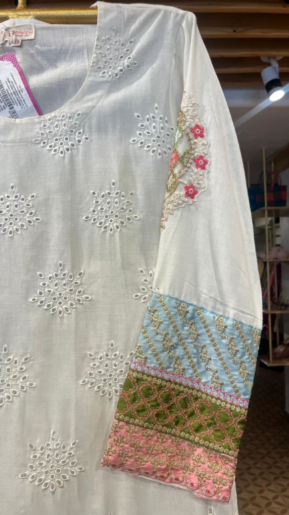 NEELA WHITE STRAIGHT SET Gulabo Jaipur