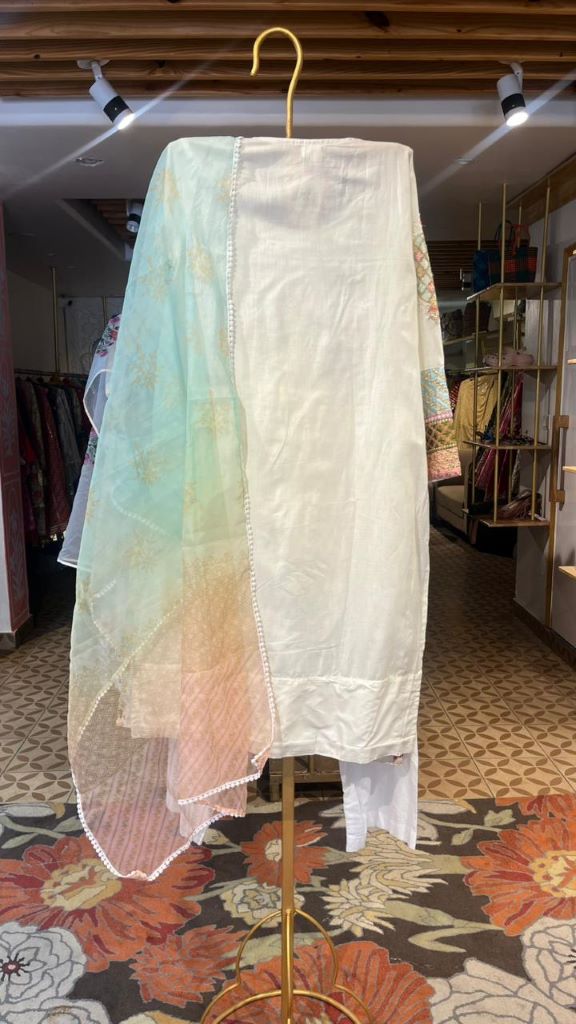NEELA WHITE STRAIGHT SET Gulabo Jaipur