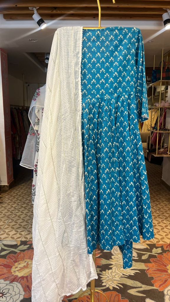 NECKLINE TEAL GREEN ANARKALI SET Gulabo Jaipur