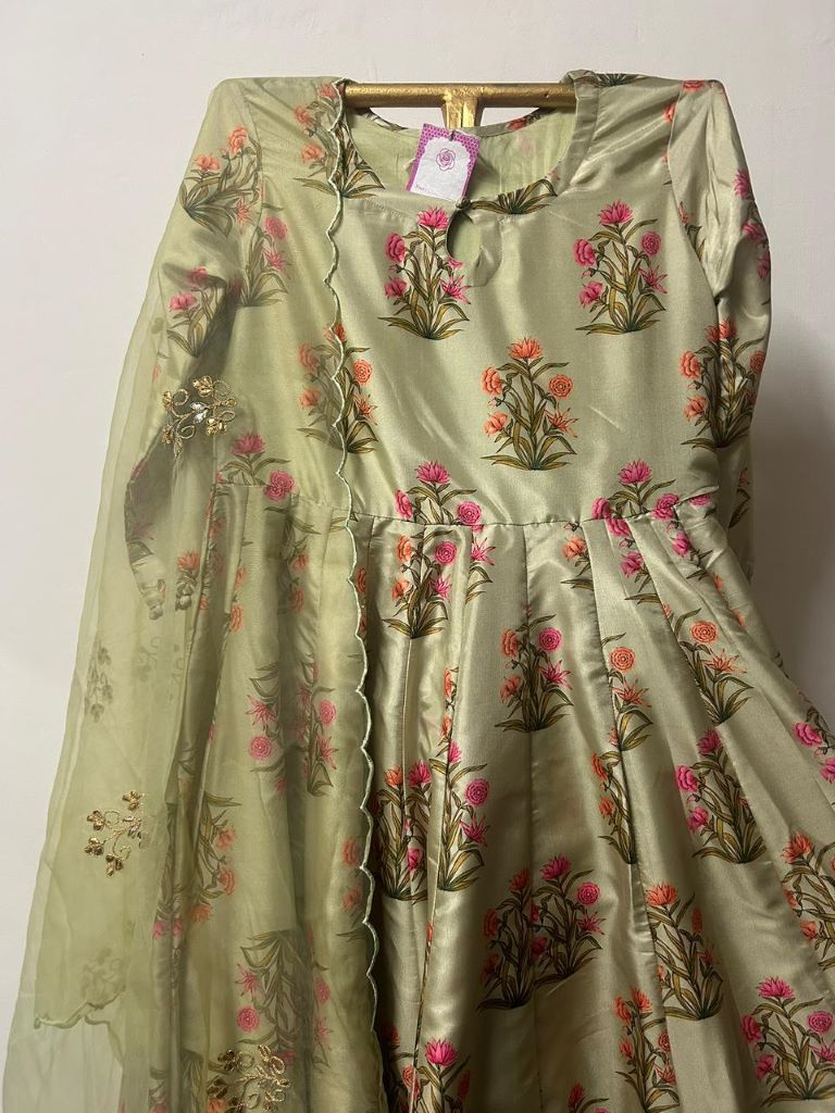 MEHNAAZ PISTA GREEN ANARKALI SET