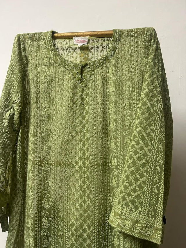 MAYA CLASSIC CHIKAN GREEN CO-ORD SET