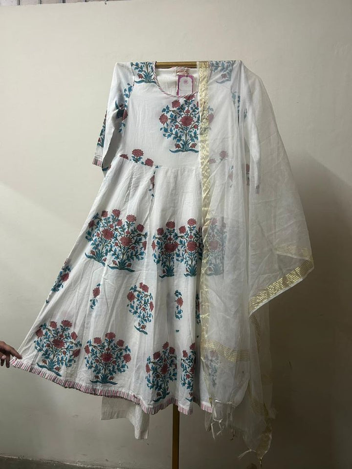 SOHA WHITE ANARKALI SET Gulabo Jaipur
