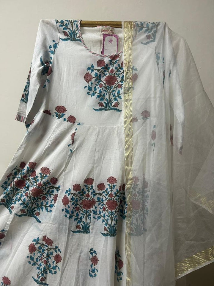 SOHA WHITE ANARKALI SET Gulabo Jaipur