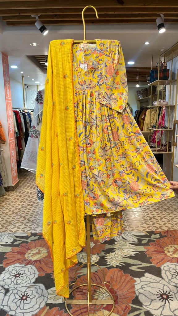 MEET YELLOW ANARKALI SET Gulabo Jaipur