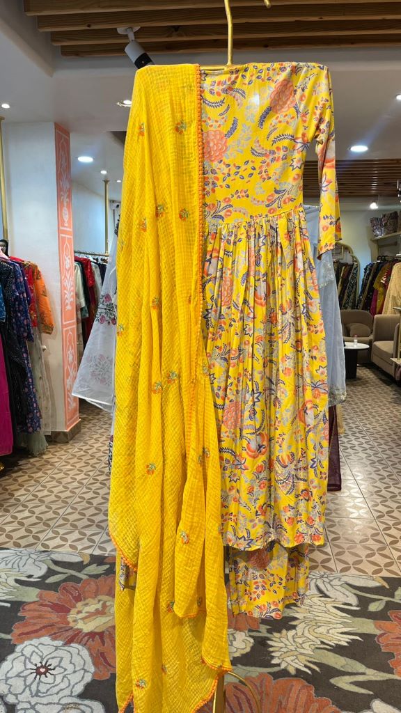 MEET YELLOW ANARKALI SET Gulabo Jaipur