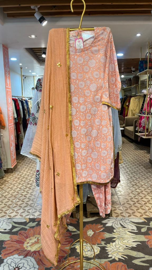 MARIGOLD PEACH STRAIGHT SET Gulabo Jaipur