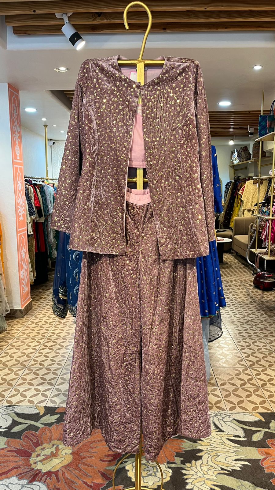 Lavender Velvet Co-ord set Gulabo Jaipur