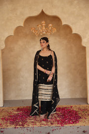 Hunar Black Gota Lace Georgette Straight Kurta Set With Dupatta - Deedar-e-Mehfil collection by Gulabo Jaipur