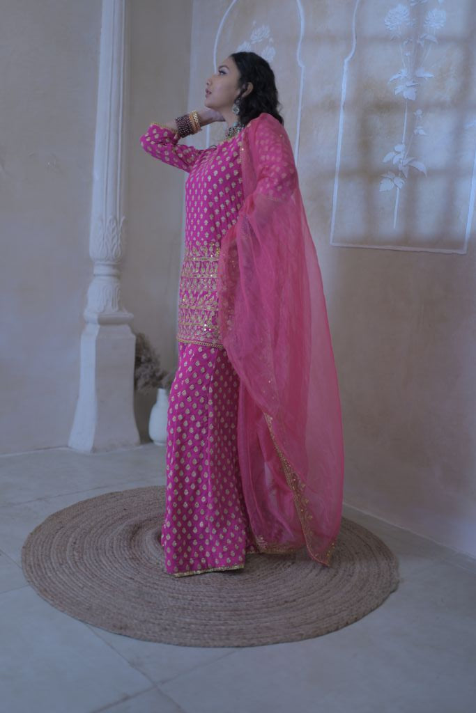 Zuri Rani Pink Sharara Set