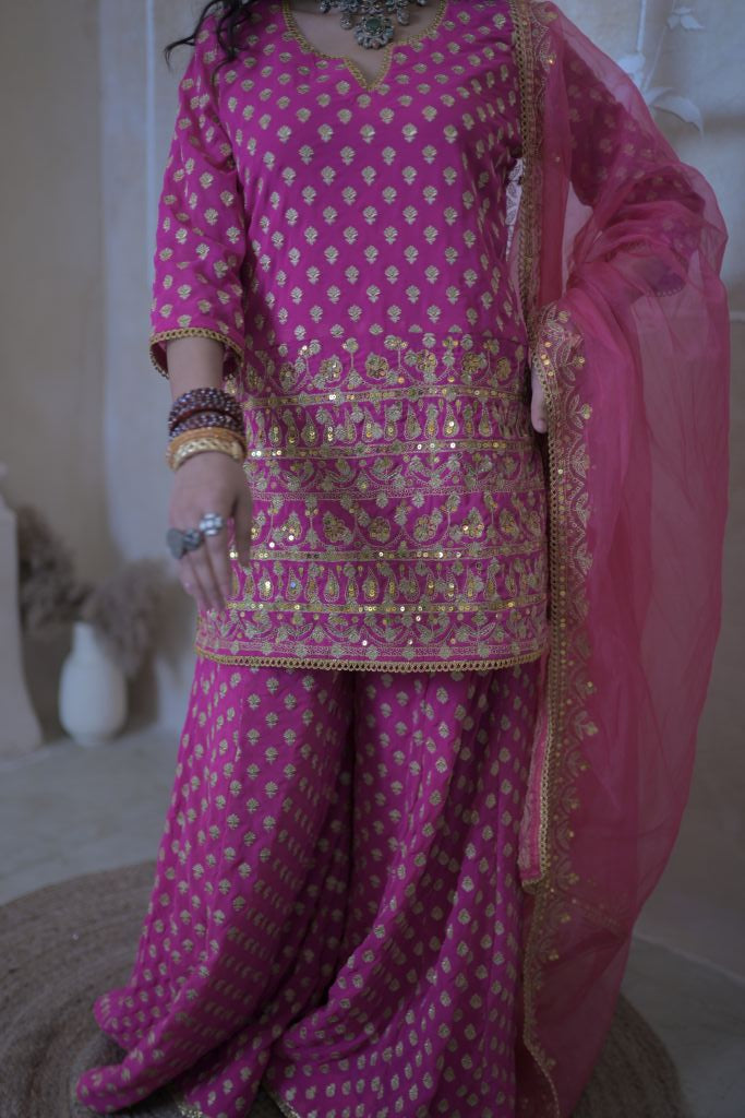 Zuri Rani Pink Sharara Set