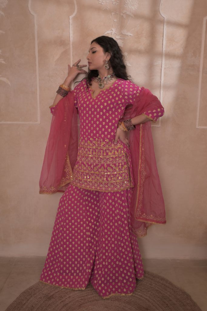 Zuri Rani Pink Sharara Set
