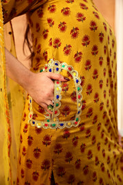 Dipti Mustard Kalidar Sharara Set With Embroidered Organza Dupatta - view 3