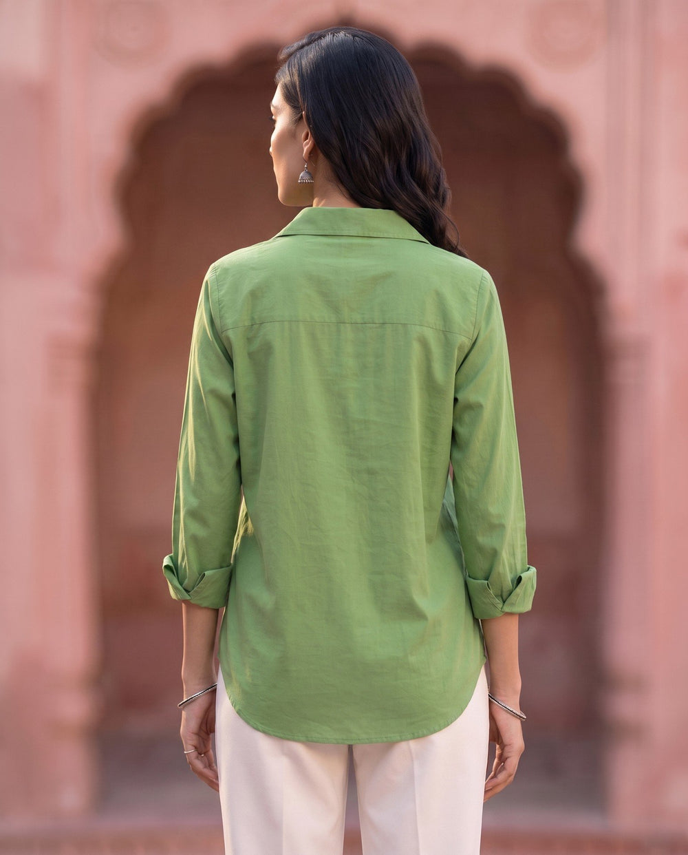 Apple Green Popover Shirt - back view
