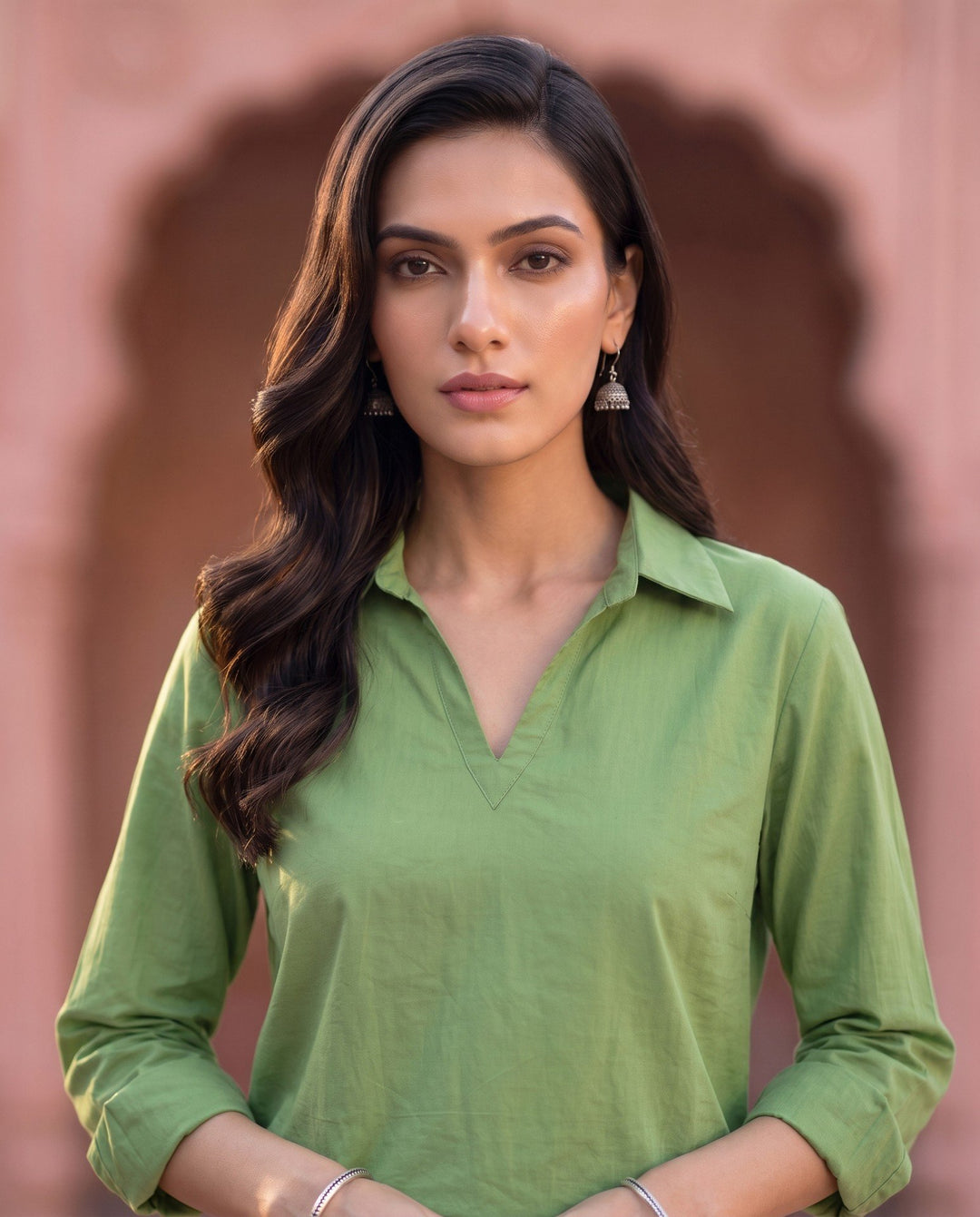 Apple Green Popover Shirt - detail view