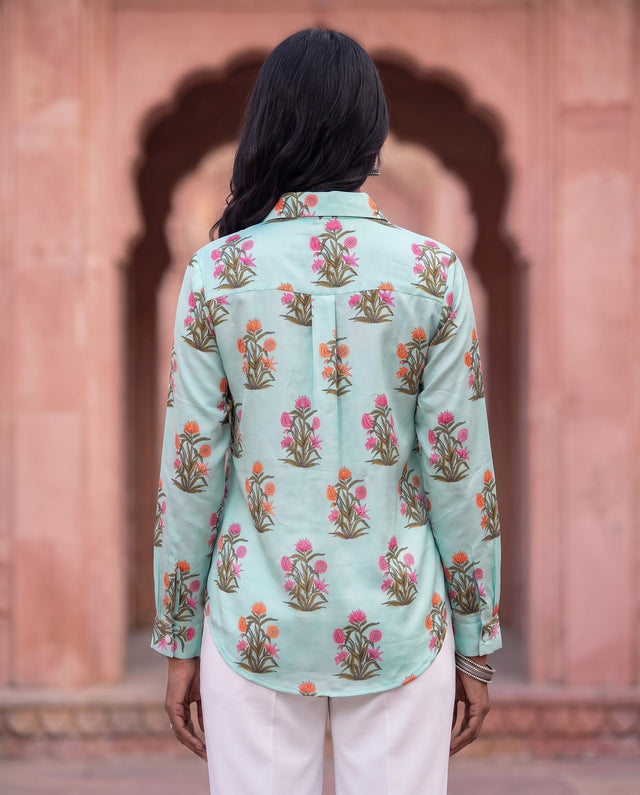 Aqua Mughal Floral Shirt