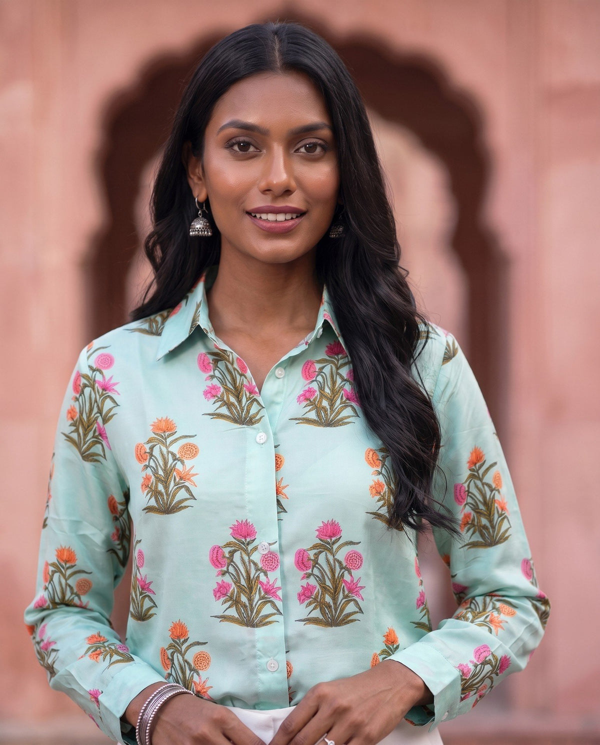 Aqua Mughal Floral Shirt