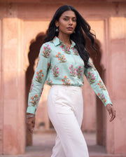 Aqua Mughal Floral Shirt 2