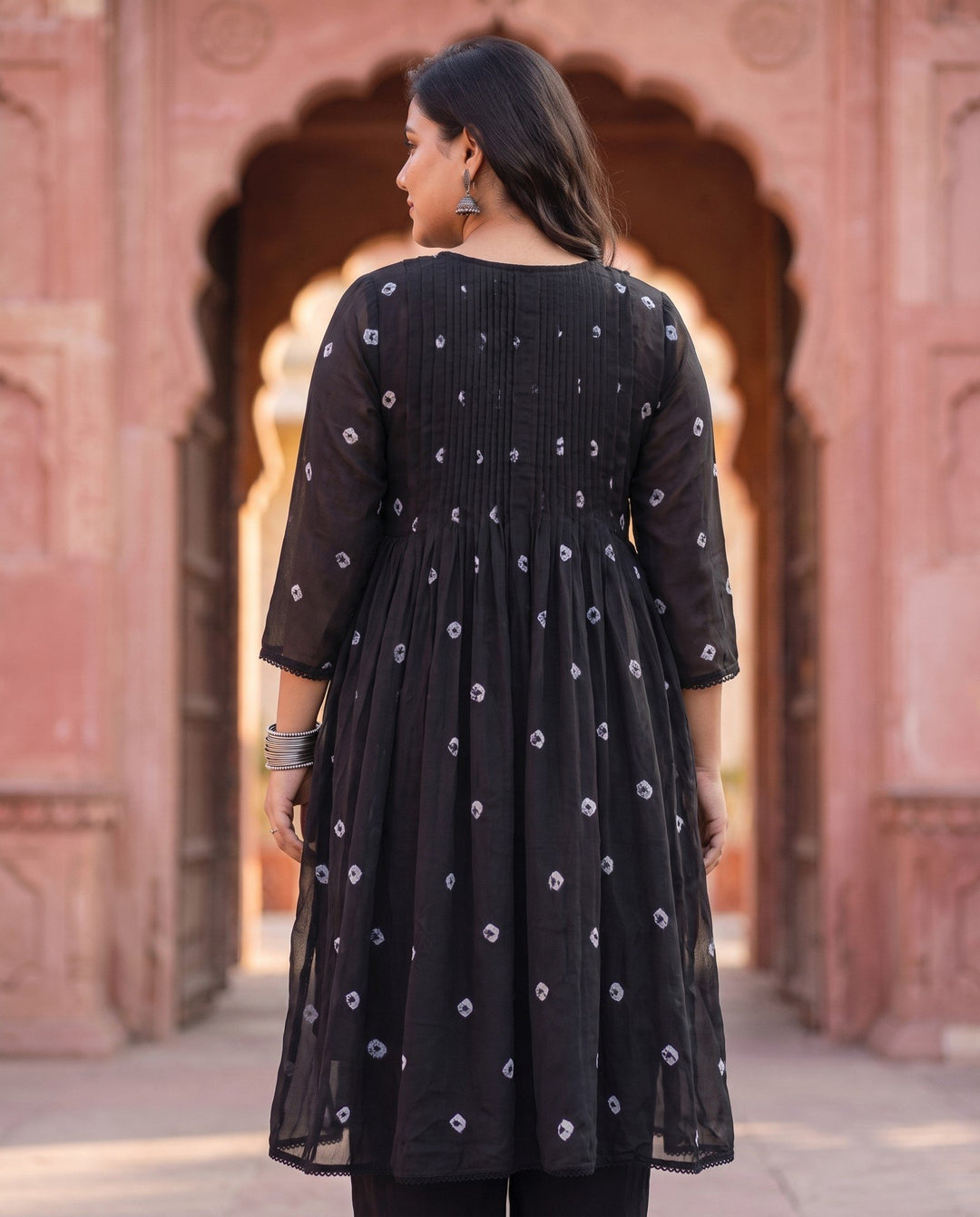 Black Bandhani Dress – back view