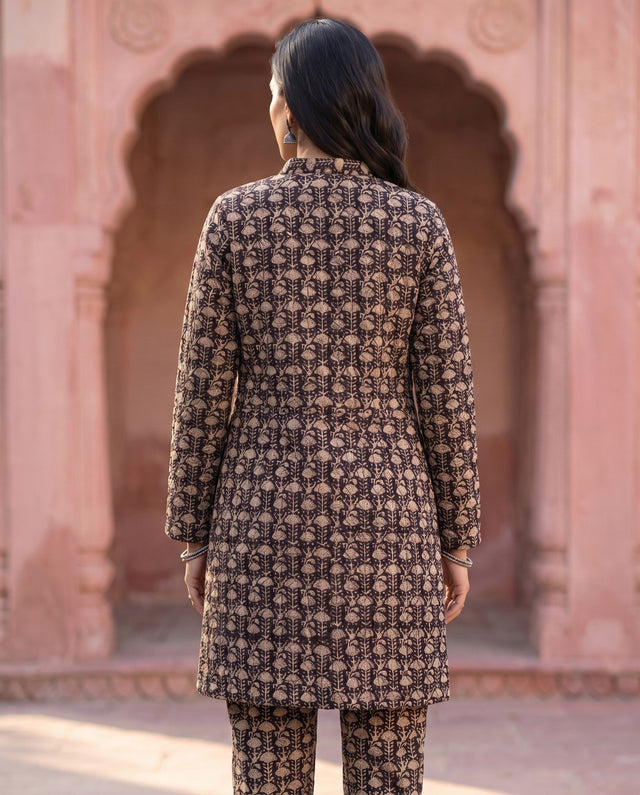 Black Beige Booti Jacket Set