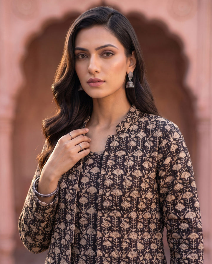 Black Beige Booti Jacket Set - detail view