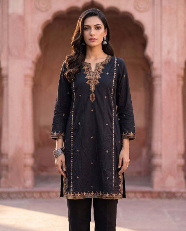 Black Embroidered Co-ord Set