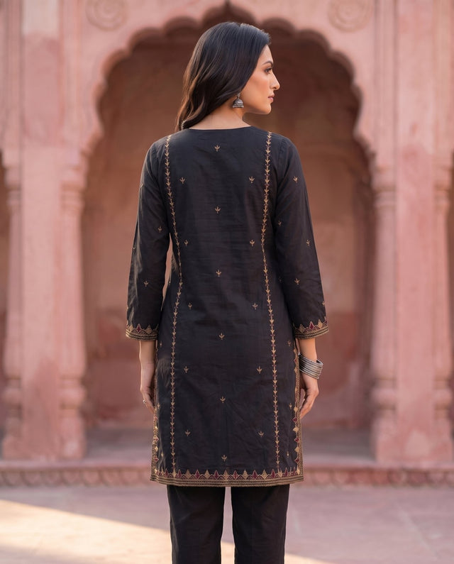 Black Embroidered Co-ord Set