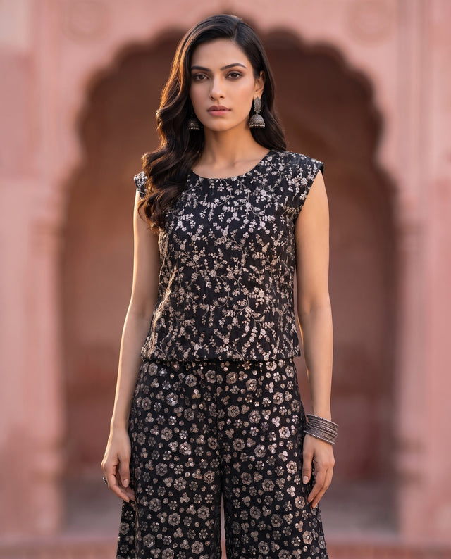 Black & Gold Foil Print Co-ord Set