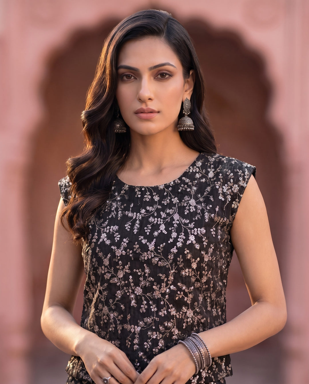 Black & Gold Foil Print Co-ord Set – detail view