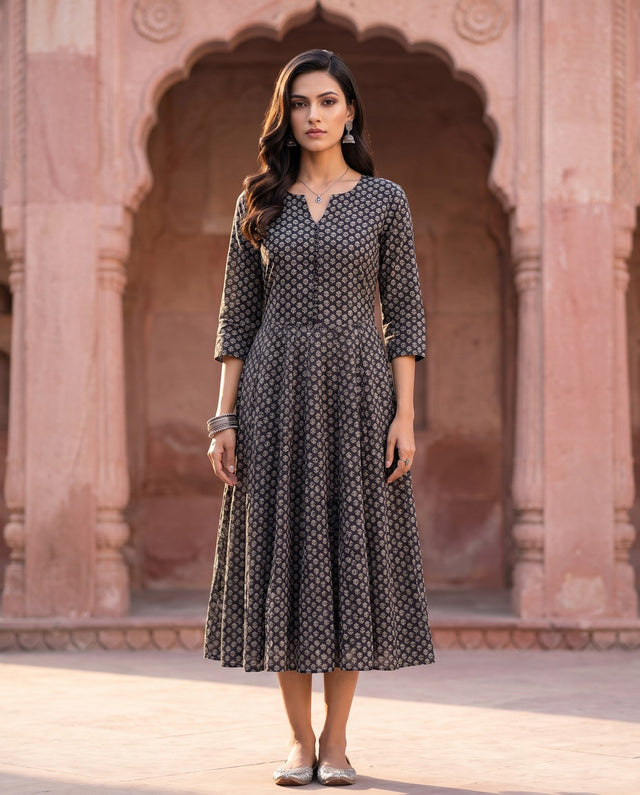 Black & White Booti Anarkali