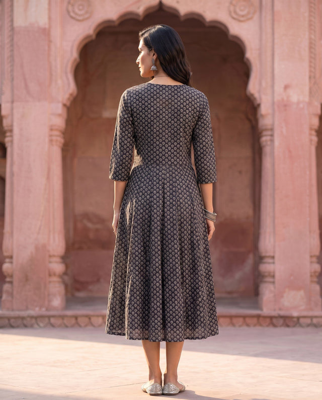 Black & White Booti Anarkali