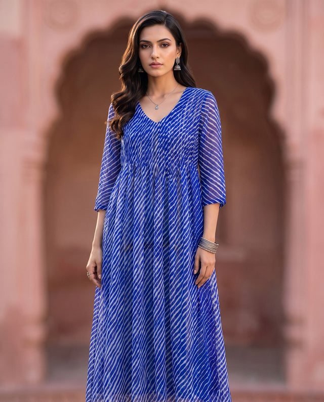 Blue Leheriya Anarkali
