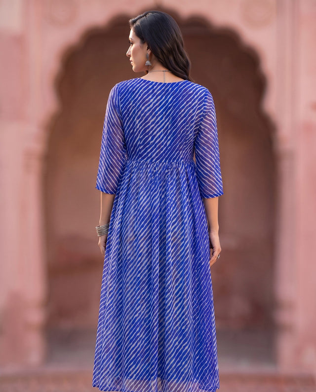 Blue Leheriya Anarkali
