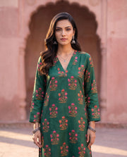 Bottle Green Floral Printed Co-ord Set 3