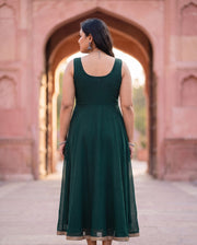 Bottle Green Sleeveless Anarkali 2