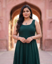 Bottle Green Sleeveless Anarkali 3