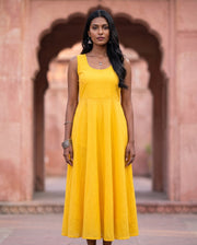 Canary Yellow Sleeveless Anarkali 1