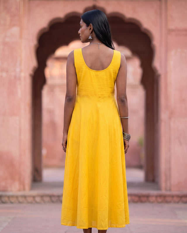 Canary Yellow Sleeveless Anarkali