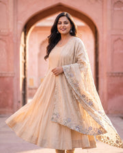 Champagne Embroidered Anarkali Set 4