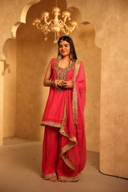 Mikka Pink Sleeveless Chanderi Mirror Work Kurta Set With Chiffon Dupatta - view 7